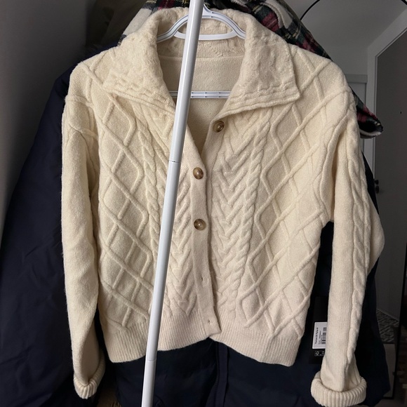 Cream Cable-Knit Button-Up Sweater - Picture 1 of 1